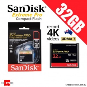 SanDisk Extreme Pro Compact Flash 32GB Memory Card 160MB/s for 4K Full HD DSLR Digital Cam