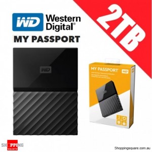 Western Digital My Passport 2TB USB 3.0 External Portable Storage Hard Drive Black