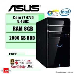 ASUS Haswell Core PC / I7 4770 3.4Ghz 8GB RAM 2TB HDD USB3.0 WIN8 / Intel 4th Generation