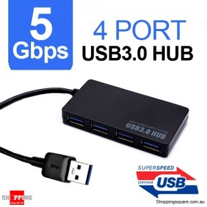 Ultra-thin USB 3.0 4 Port HUB Super Speed 5Gbps for PC Notebook Mac Black Colour