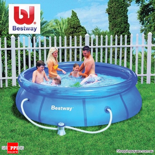 Bestway 10 FT Fast set Large 305cm x 72cm Inflatable Outdoor Swimming Pool with Filter