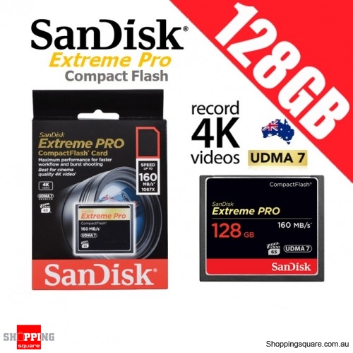 SanDisk Extreme Pro Compact Flash 128GB Memory Card 160MB/s 4K Full HD DSLR Digital Camera