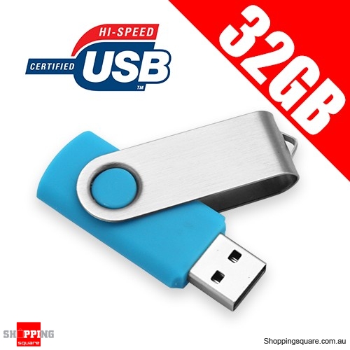 SWIVEL 32GB USB 2.0 Flash Memory Stick Card Drive 32 GB Blue Colour