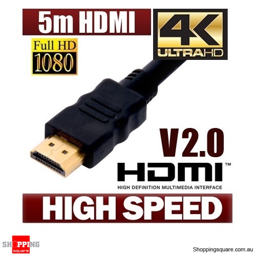 5M HDMI Cable v2.0 3D High Speed Ethernet with 4K Ultra HD Gold Plated(v1.4 compatible)