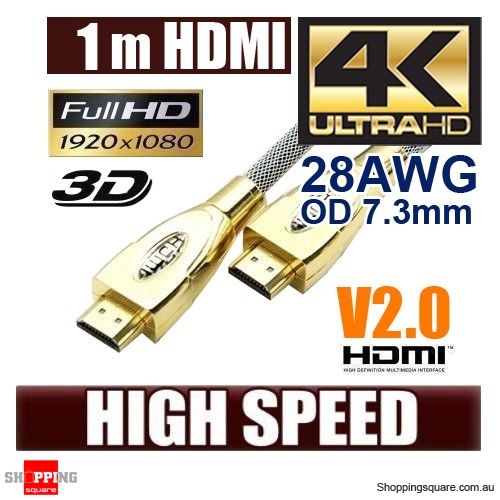 1m Ultra Premium HDMI Cable Gold Plated V2.0 High Speed 3D 4K/60 8K/30