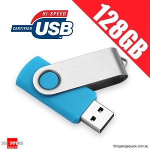 SWIVEL 128GB USB 2.0 Flash Memory Drive - Blue Colour