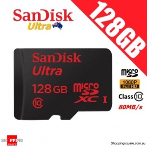 SanDisk Ultra 128GB microSDXC Memory Card  UHS-I Class 10 80MB/s Full HD