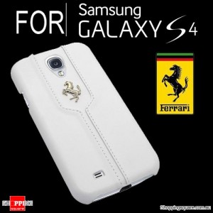 Ferrari Monte Carlo Leather Book Cover Case White Colour for Samsung Galaxy S4