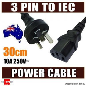 30CM AU 3 Pin to IEC Kettle Cord Plug Australian 250V 10A Power Cable Lead Cord for PC LCD PS3 XBOX