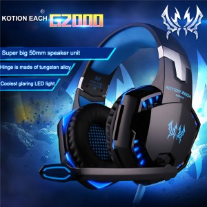 Pro Gamer USB LED Headset Headphone Blue Colour + Mic LoL Starcraft DOTA2 Diablo WoW