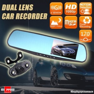 HD 1080P Car Dual lens Rearview Mirror Dash Camera Recorder with 4.3" Monitor & Dual lens