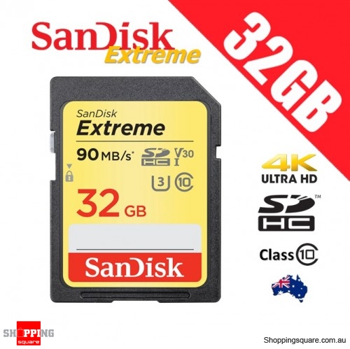 SanDisk Extreme 32GB SD SDHC UHS-I U3 4K Ultra HD Memory Card 90MB/s V30