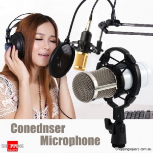 Professional Dynamic Condenser Recording Microphone + Shock Mount White Colour