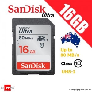 SanDisk Ultra 16GB SDHC SDXC UHS-I Memory Card Class 10 Up to 80 MB/s
