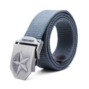 140CM Men's Belt Strip with Extended Thickening Canvas Weaving Buckle Dark Grey Colour