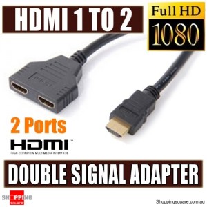 HDMI 1 to 2 Split Adapter Converter Cable with Double Signal for Video TV HDTV XBox One BN Black Colour
