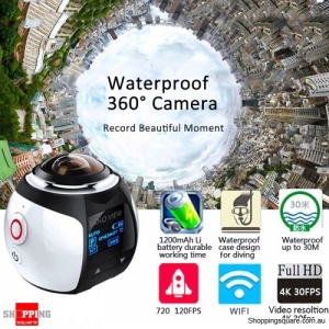 4K HD 360 Degree Panoramic Wifi Camera 2448x2448 for Sport Driving White Colour