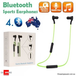 Bluetooth 4.0 Wireless Sports Earphones for iPhone Android Green Colour