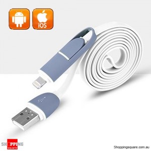 2IN1 USB Data Charger Sync Cable For iPhone Android Samsung White Colour