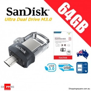 SanDisk Ultra Dual Drive M3.0 64GB SDDD3 USB 3.0 OTG Flash Drive Memory 150MB/s Smartphone Tablet PC