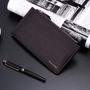 Universal Men Vertical PU Dual Zippers Multi-slot Wallet Bag For 5.5" Smartphone Coffee Colour