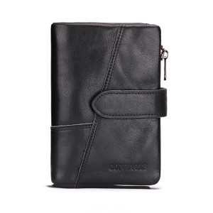 Genuine Leather Wallet Vintage Standstone Men Wallets Male Purse Coin Bag Black Colour