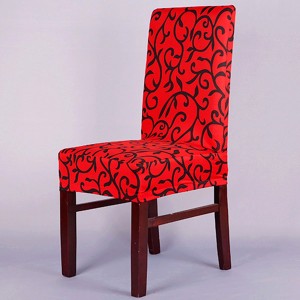 Elegant Spandex Elastic Stretch Chair Seat Cover Red+Black  Colour