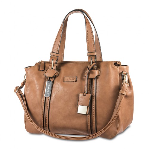 Zapals Women's PU Leather Bowler Shaped Tote Bag - Camel - Online ...