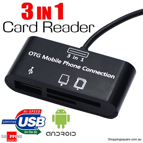 3 IN 1 OTG USB/SD/Micro SD Card Reader for Samsung Galaxy Smartphone ...