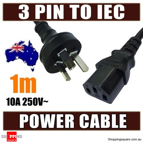 1M AU 3 Pin to IEC Kettle Cord Plug Australian 250V 10A Power Cable Lead Cord for PC LCD PS3 XBOX