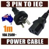 1M AU 3 Pin to IEC Kettle Cord Plug Australian 250V 10A Power Cable Lead Cord for PC LCD PS3 XBOX