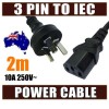 2M AU 3 Pin to IEC Kettle Cord Plug Australian 250V 10A Power Cable Lead Cord for PC LCD PS3 XBOX