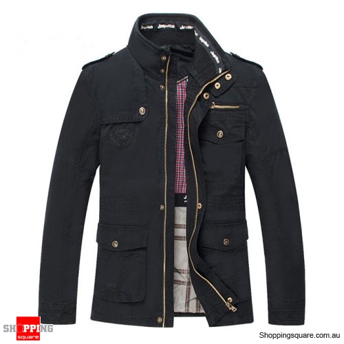Stylish Outdoor Men Jacket Cotton Blend for Autumn/Winter Black Colour ...