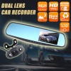 HD 1080P Car Dual lens Rearview Mirror Dash Camera Recorder with 4.3