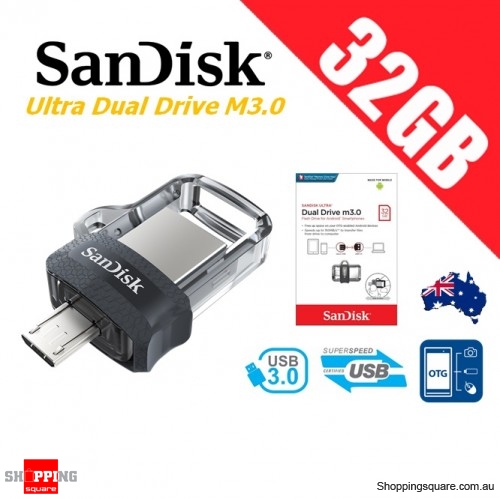 SanDisk Ultra Dual Drive M3.0 32GB SDDD3 USB 3.0 OTG Flash Drive Memory 150MB/s Smartphone Tablet PC