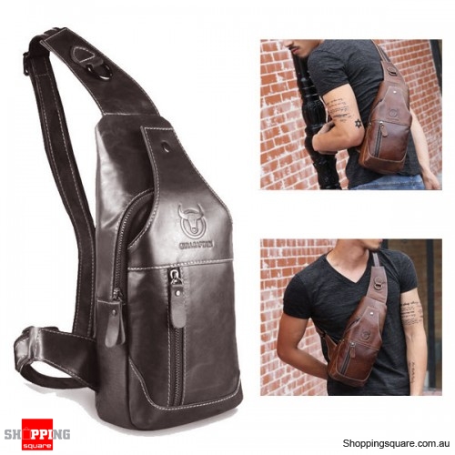 Men's Cowboy Genuine Leather Business Casual Shoulder Crossbody Bag - Deep Grey Colour