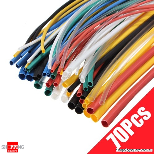 70x Polyolefin Heat Shrink Tube Sleeve Wrap Wire with 20cm 5sizes 7colours