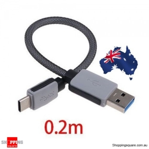0.2M (20cm) USB 3.1 Type C Premium Braided USB-C to USB Male Data Cable for Google Nexus 6P