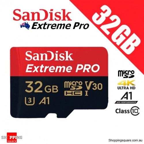 SanDisk Extreme Pro 32GB microSDHC Memory Card 100MB/s 4K Ultra HD U3 A1 Class 10 V30 + Adapter