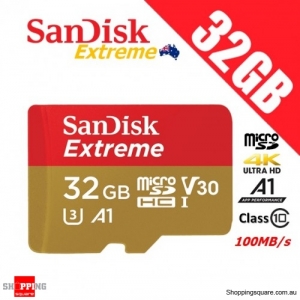 SanDisk Extreme 32GB microSDHC Memory Card 100MB/s Class 10 V30 A1 4K Ultra HD