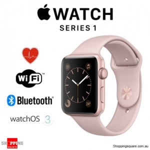 Apple Watch 38mm Series 1 Rose Gold Aluminium Case with Pink Sand Sport Band Smart Watch