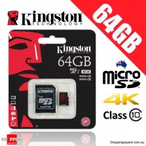 Kingston 64GB microSD SDXC Memory Card UHS-I U3 Up to 90MB/s Read and 80MB/s Write + Adapter