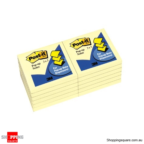 3M Post-it Pop-Up Note 73X73mm Yellow- 100 Sheets Per Pad-Packet of 12