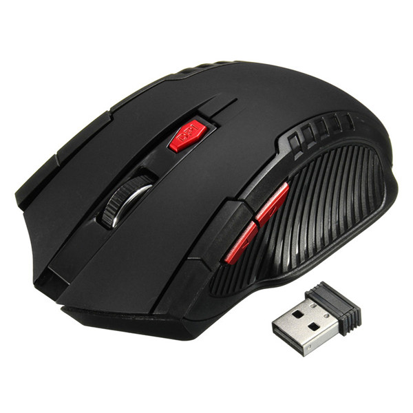 2.4GHz 6 Buttons 3000DPI USB Wireless Optical Gaming Mouse For Laptop Desktop PC Black Colour