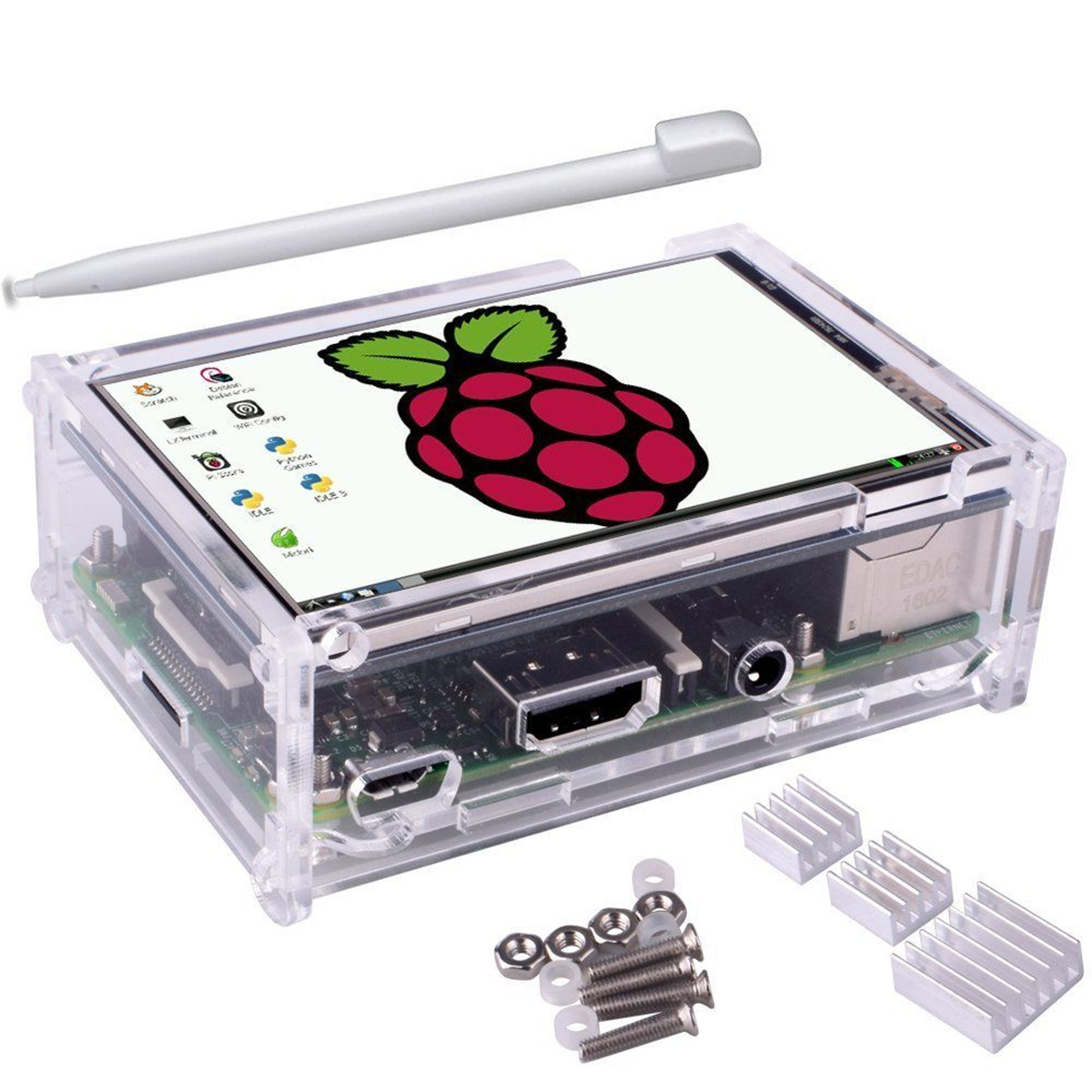 3.5 inch TFT LCD Touch Screen Heatsink Touch Pen Kit with Protective Case For Raspberry Pi 3/2/Model