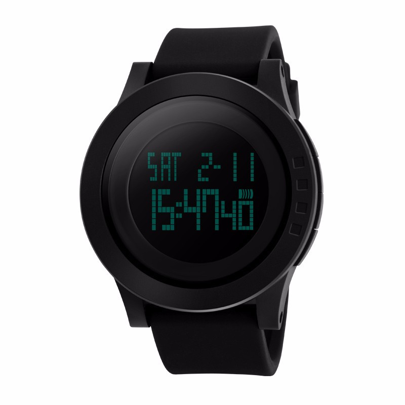 SKMEI EL Big Dial LED Digital Sport Watches Alarm Chronograph Waterproof Wrist - Black
