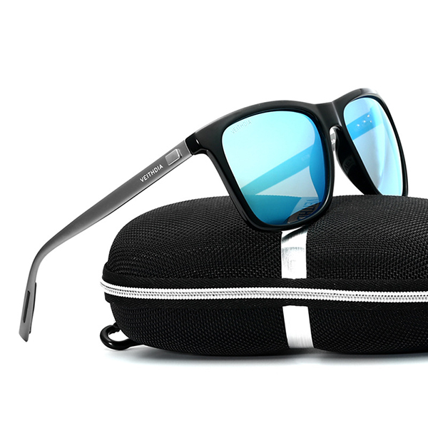 Resin UV400 Polarized Anti-UV Sunglasses Square Frame Out-dooors Driving Driving Glasses - Blue