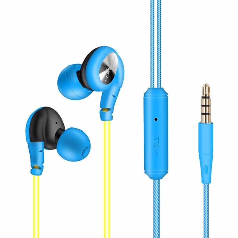 1.25M In-ear Sport Running Noise Isolating Sweat-proof Earphone Earbuds with Mic for Xiaomi-lue