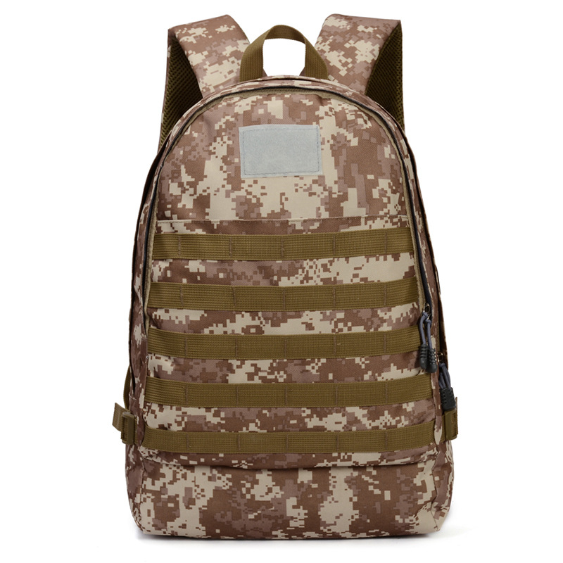 Outdoor Sports Shoulder Zipper Backpack Camouflage Military Camp Storage Punch - Desert