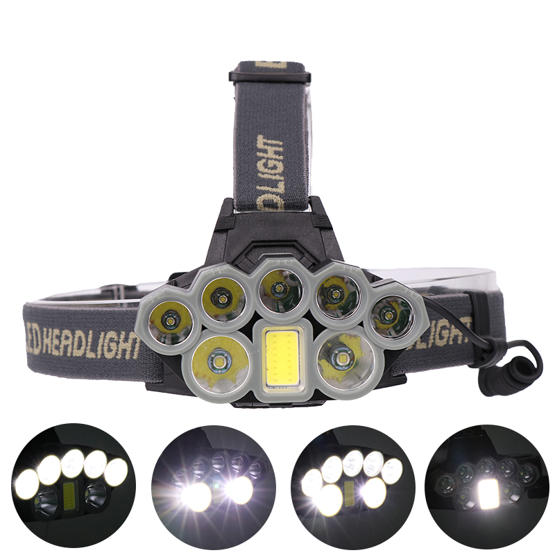 3000LM 2xT6 LED + COB 6 Modes Bicycle Camping Headlamp USB Rechargeable Flashlight